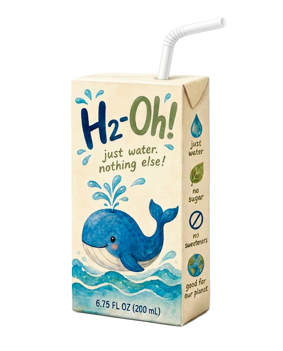 H2-Oh! kids water carton with whale design
